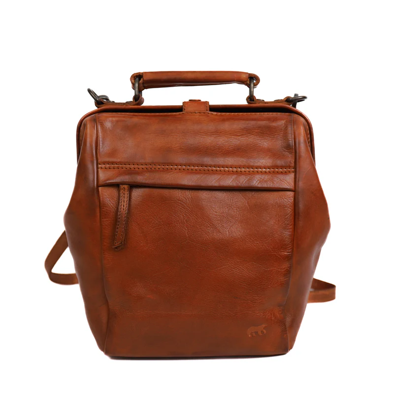 backpack, cognac