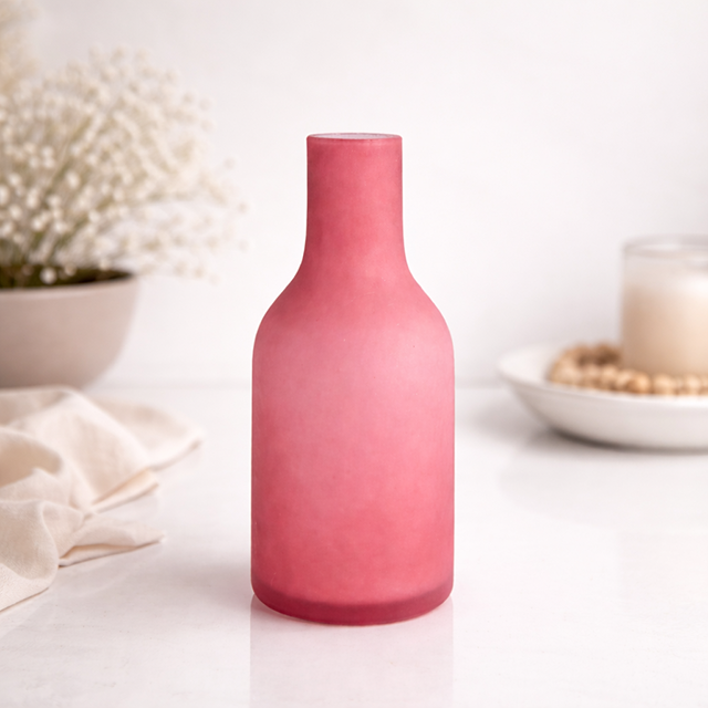 FLOWERS Vase C raspberry sandblast