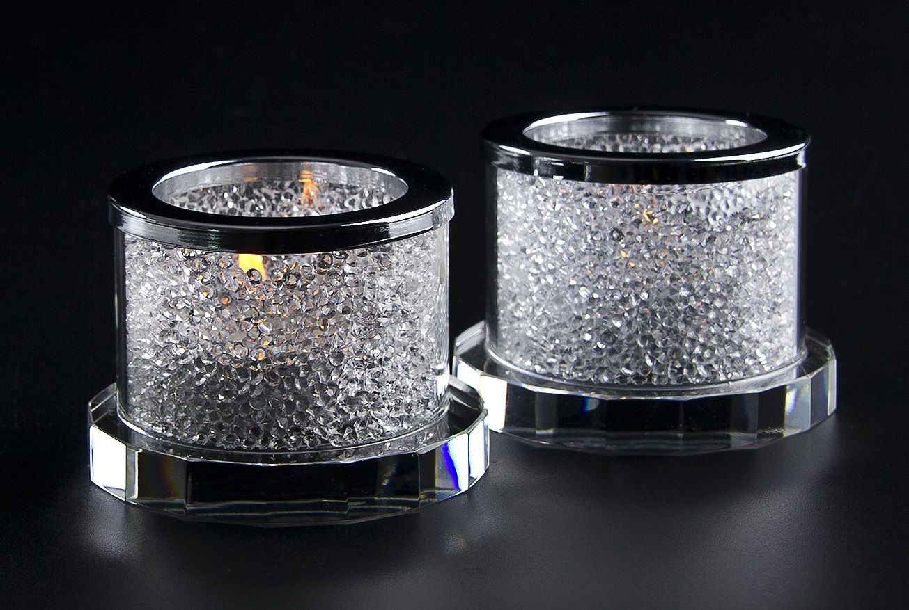 CRYSTAL Teelicht Crystal Diamonds mittel